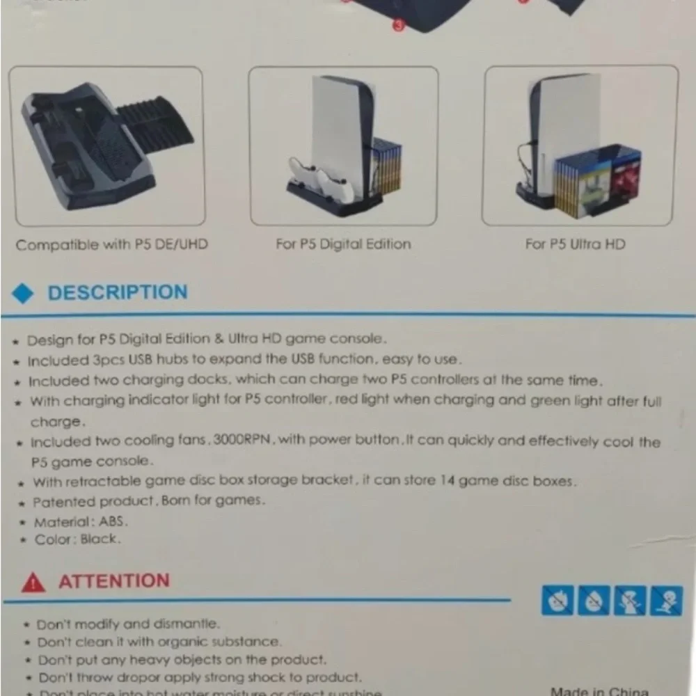 PS5 charging stand with cooling fan -New in box